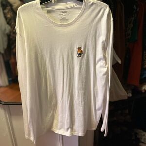 Polo by Ralph Lauren White Long Sleeve Tee with Bear Logo